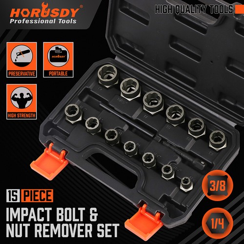 15pc impact bolt nut remover - impact,